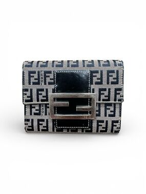 Vintage Fendi Zucca FF Baguette Wallet Canvas & Leather